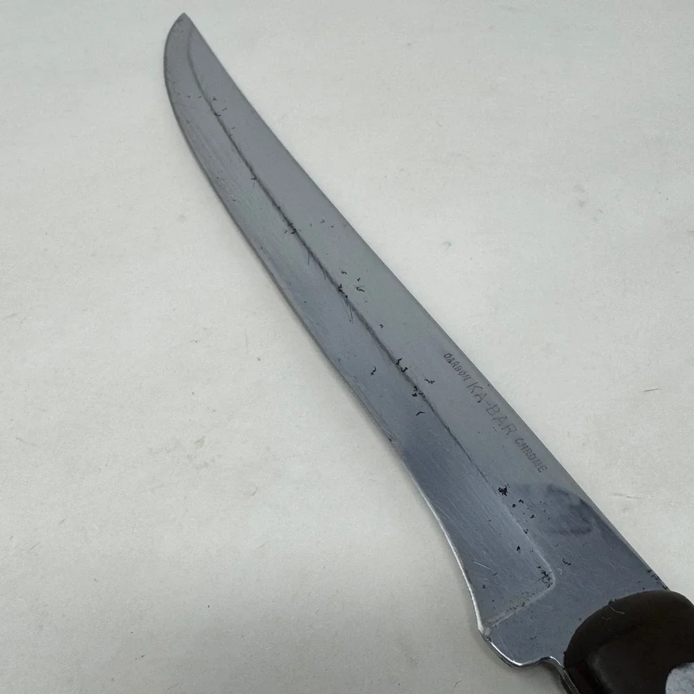 Vintage Ka-Bar Carbon Chrome Slicing Knife 8 Inch Blade Brown‎ Handle